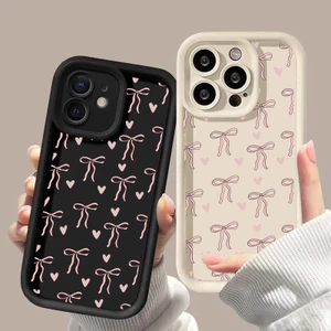 Ốp lưng hình trái tim tình yêu nơ dễ thương toàn màn hình cho Huawei Honor 200 Pro 90 Lite X7 X9 Magic 6 Pro Nova 5T 9 SE 3 11i Y61 Y9 Prime 2019 P30 Pro P40 Lite Vỏ thời trang