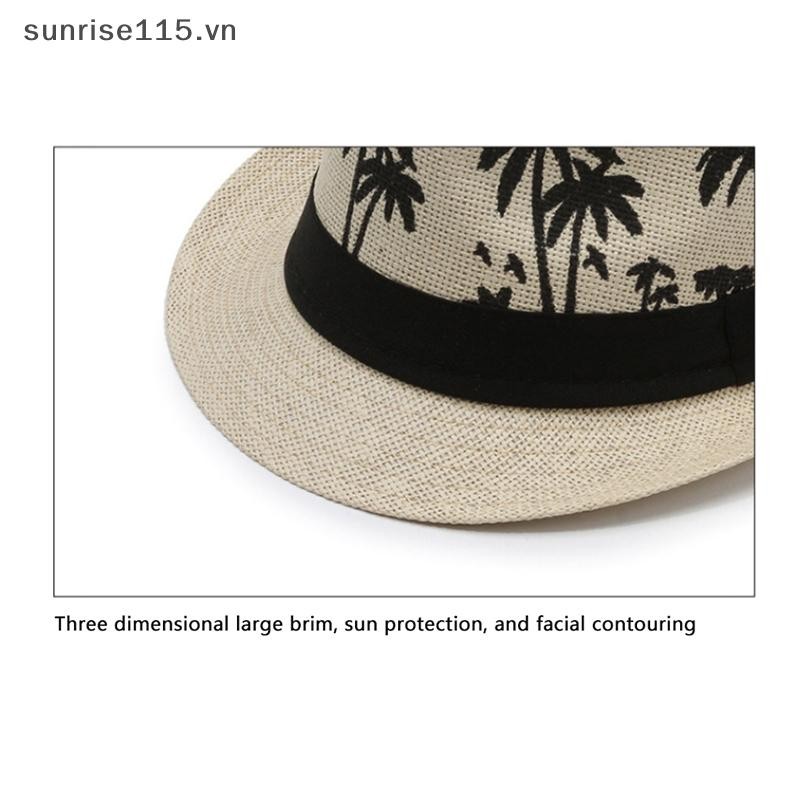 Srvn Nam Đi Biển Mũ Thoáng Khí Vành Ngắn In Cây Màu Sắc Tương Phản Flat Top Sun Nhẹ Du Lịch Ngoài Trời Mũ Jazz.