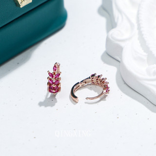 Châu Âu Mỹ ins Phong Cách Mới Đỏ Corundum Lúa Mì Tai Nhỏ Khóa Tai Nữ