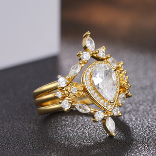 Bộ 3 Món S925 Bạc Zircon Nhẫn Trang Sức Thời Trang Đơn Giản Quà Tặng Nữ
