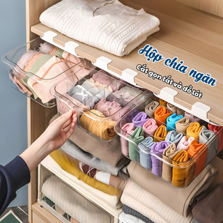Hộp đựng đồ lót ngăn kéo thiết kế treo kệ tủ tiện lợi, Hộp đựng tất vớ chia ngăn sắp xếp gọn gàng
