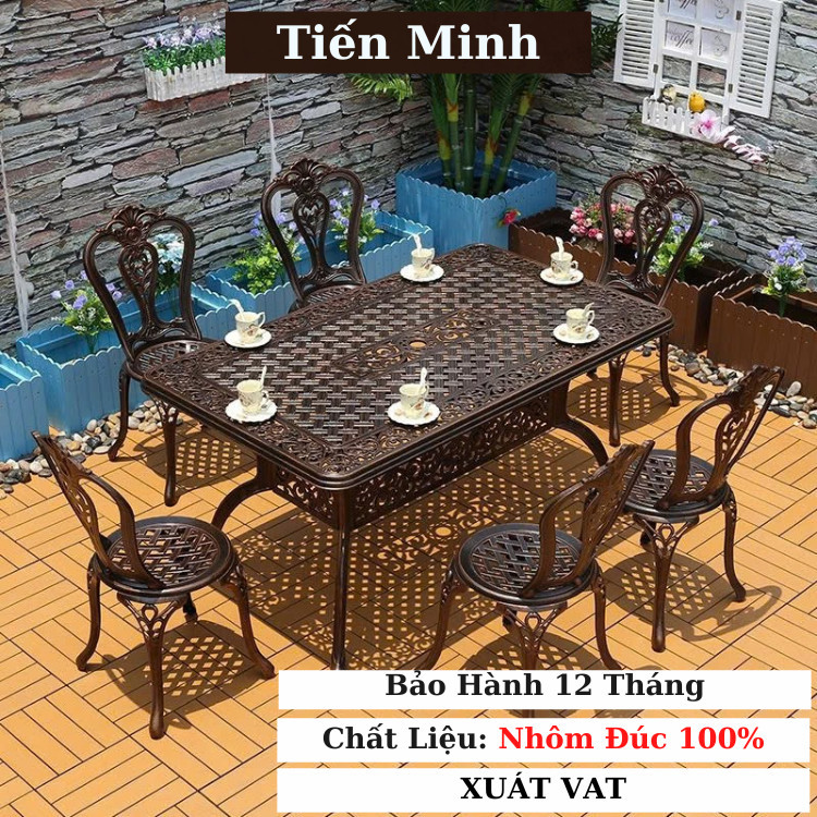 Bộ bàn ghế sân vườn ngoài trời HCN Bộ bàn ghế ban công ngoài trời nhôm đúc Bàn ghế ngoài trời - TM10