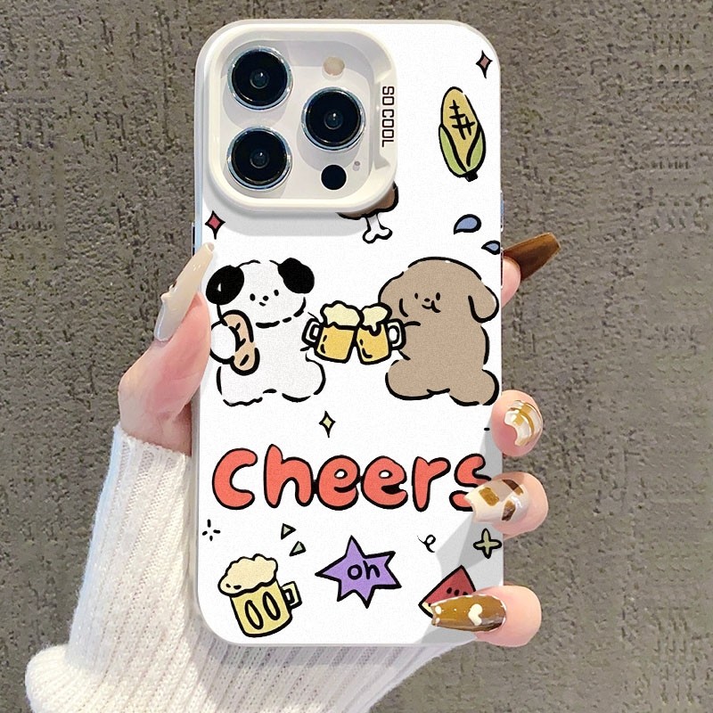 Ốp lưng iPhone công nghệ IMD hình chó úp bia - Tương thích iPhone 16/15/14/13/12/11 Pro Max/XR/XS Max