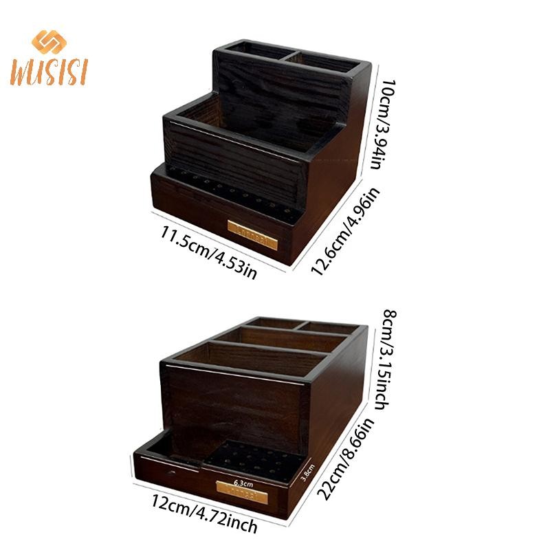 WUSISI Giá đỡ mũi khoan móng tay bằng gỗ 10 lỗ, hộp lưu trữ trưng bày dụng cụ mài nail