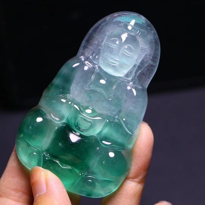 Đá Tự Nhiên Mặt Dây Chuyền Nhiều Màu Sắc Đá Trong Suốt Guanyin Bodhisattva Nam Nữ Mặt Dây Chuyền