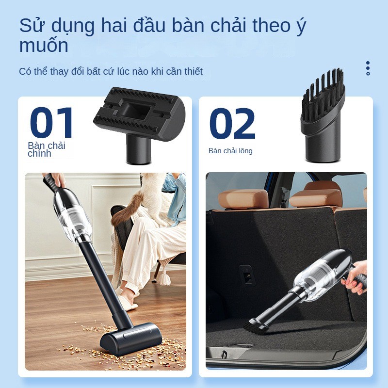 Máy Hút Bụi Ô Tô Sạc Không Dây Hộ Gia Đình Ô Tô Ướt Khô Kép Công Suất Hút Cao Di Động Cầm Tay Hút Bụi