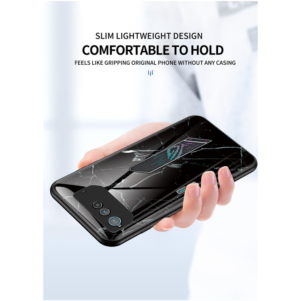 Dành Cho Asus Rog Điện Thoại 6 6D Ốp Lưng Chống Sốc Hạt Đá Cẩm Thạch Kính Cường Lực Cứng Ốp Lưng Mềm Cho Asus Rog Điện Thoại 6D 6 5G