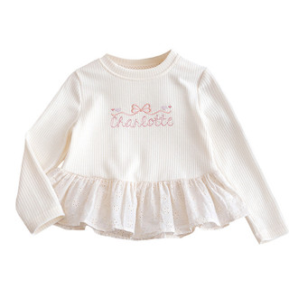 (6m-8Y) Áo sơ mi dệt kim dài tay phong cách Hàn Quốc Áo thun Cotton thông thường