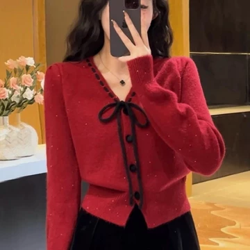 Cardigan Mùa Xuân Nữ Mới Nữ Mùa Xuân Ngắn Trơn Thời Trang Cardigan
