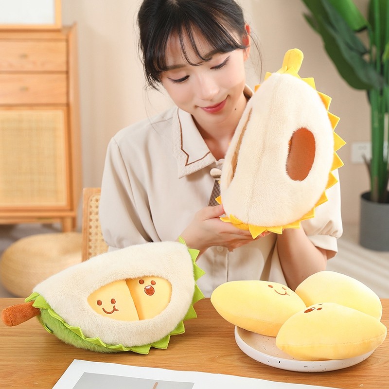 Kawaii sầu riêng Đồ chơi sang trọng Trái cây vui nhộn sầu riêng Plushie Gối búp bê nhồi bông mềm Đệm Sofa Trang trí phòng ngủ tại nhà Đồ chơi làm dịu bé mềm mại Bạn gái Quà tặng sinh nhật Quà tặng Giáng sinh COD