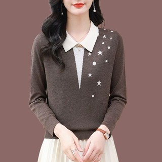 Mùa Xuân Thu Phong Cách Mới Ve Áo Len Nữ Phong Cách Phương Tây Tính Khí Thường Ngày Ôm Hơn Nhìn Dệt Kim Ngắn Top Nữ Thu Đông