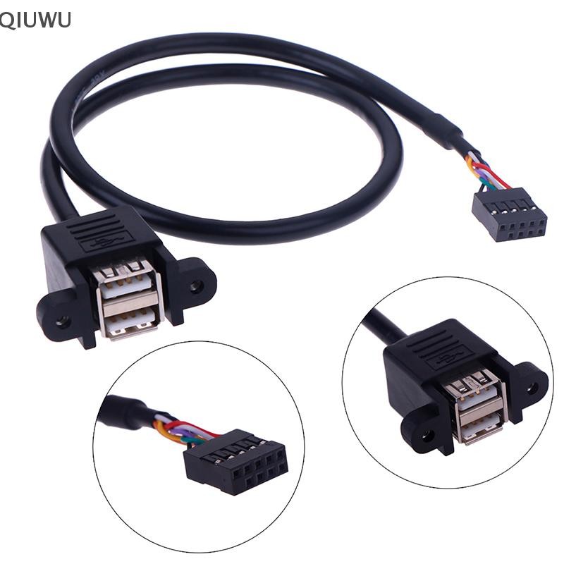 Qiuwu 1Pc 9 Pin Bo Mạch Chủ Đầu Đến 2 Cổng USB 2.0 Nữ Cáp Nối Dài.