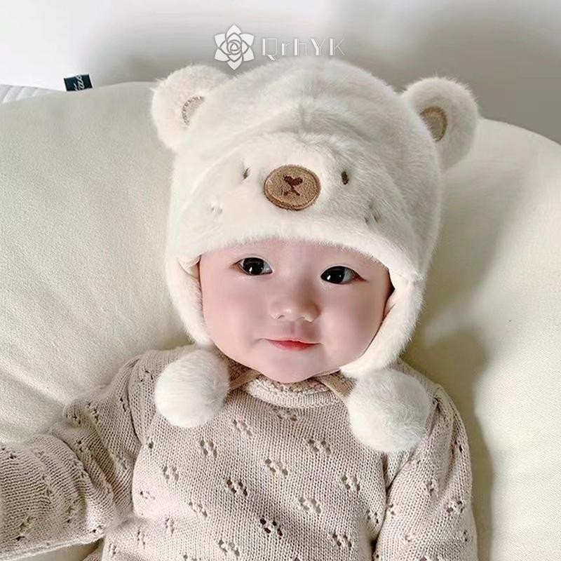 Qrhyk Capybara Mùa Đông Ấm Áp Trẻ Em Bé Gái Bé Trai Mũ Lông Cừu Len Viền Mũ Có Len Mũ Bảo Vệ Tai Mềm Mại Sơ Sinh Bonnet Mới