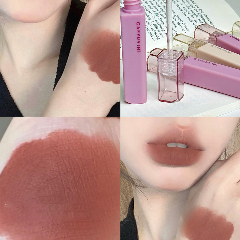 Matte Velvet Môi Không Phai Màu Bóng Mịn Mềm Mại Màu Sắc Giàu Son Môi Nhanh Khô