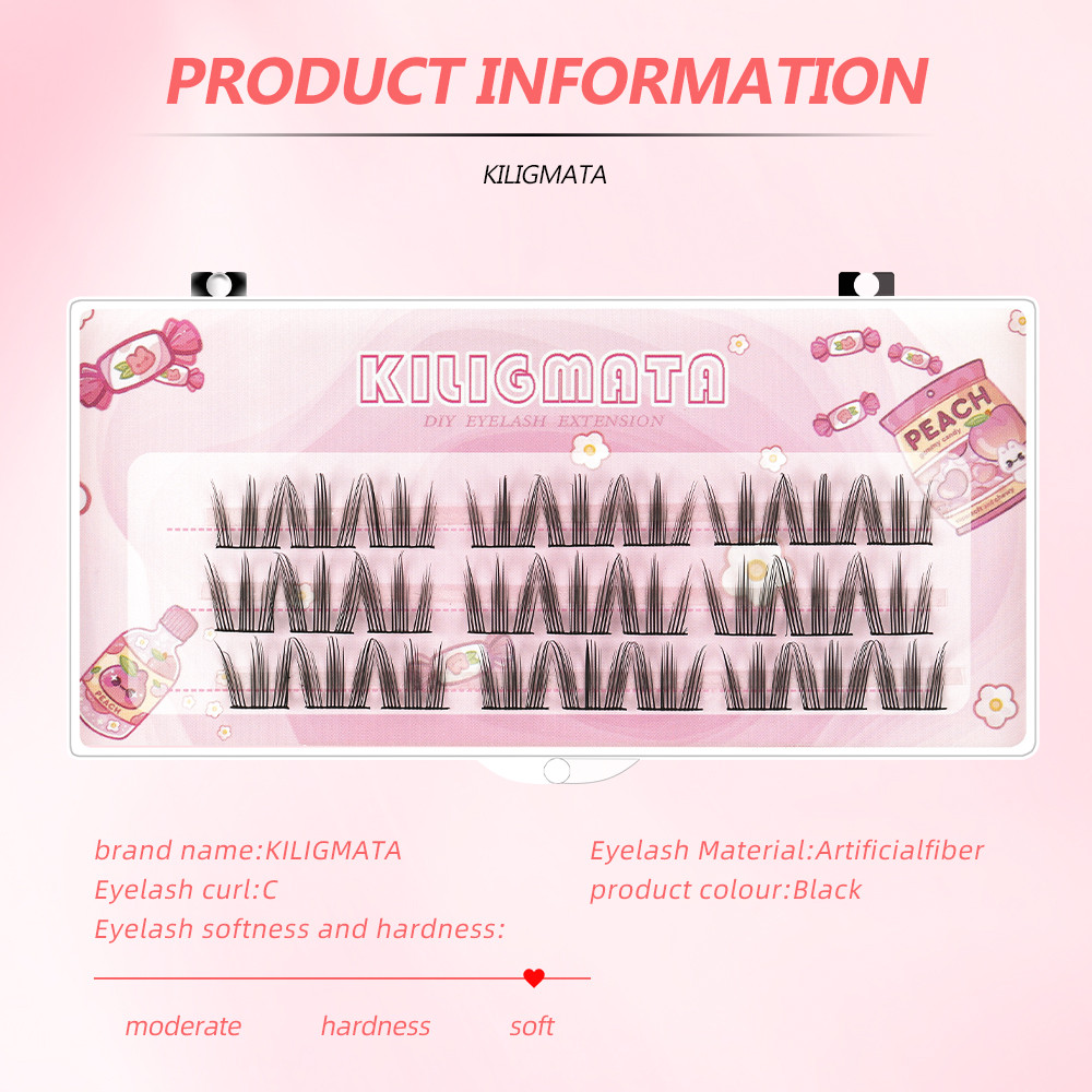 Kiligmatata Mới DIY Cluster 10-12 Mix Trung bình Lông mi dài Tái sử dụng Trang điểm