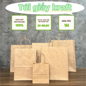 Set 25 Túi giấy Kraft xi măng trơn Nhật Bản chất lượng cao đóng gói đồ ăn quà tặng in logo thương hiệu FE123