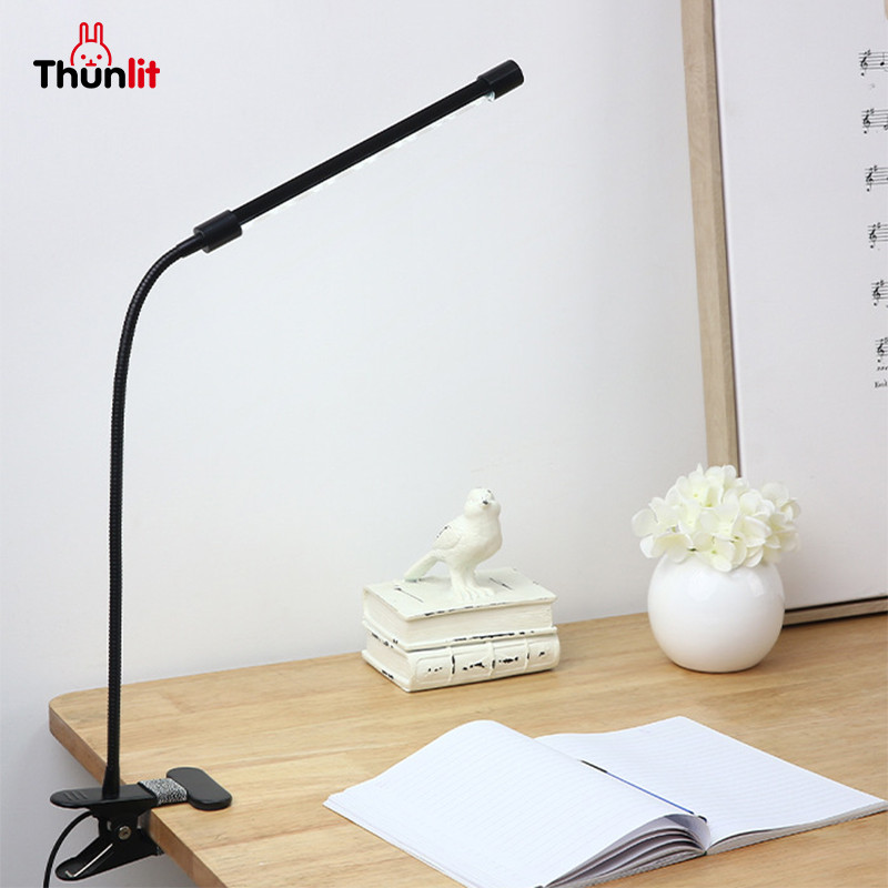 Ảnh Đèn kẹp đầu giường Thunlit có ống mềm kim loại 7W cắm USB 10 độ sáng 3 nhiệt độ màu 2