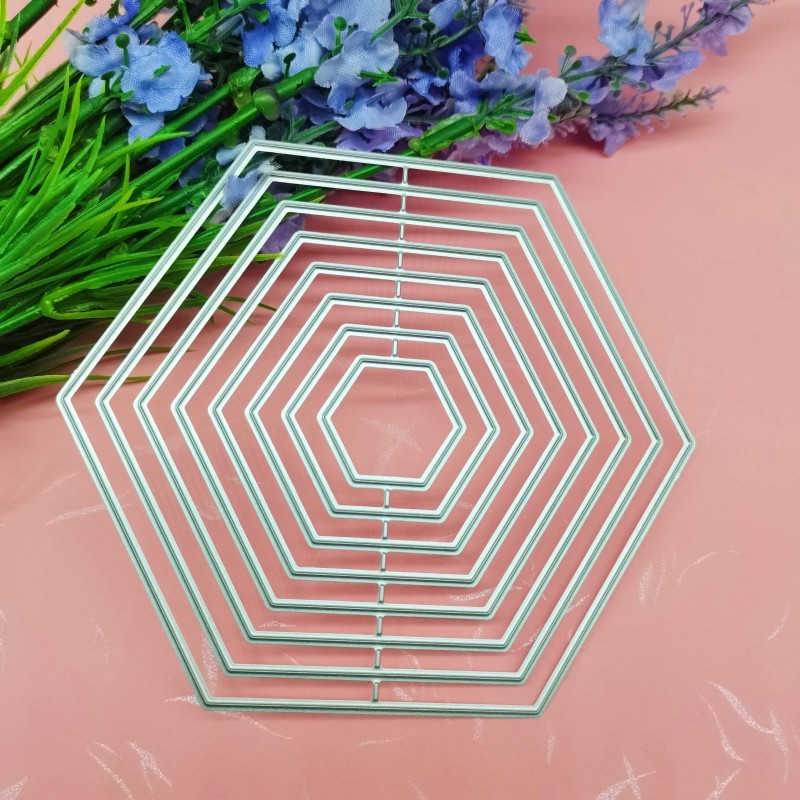 Sổ lưu niệm khuôn thép Carbon Khung lục giác nhiều lớp DIY Bản mẫu khắc kim loại dập tay