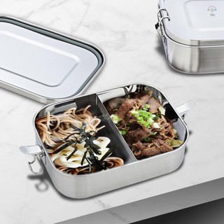 Hộp cơm bằng thép không gỉ 304- Hộp cơm bằng kim loại 2 ngăn, Hộp Bento kim loại dành cho trẻ em và người lớn, 800ML, Máy rửa chén an toàn