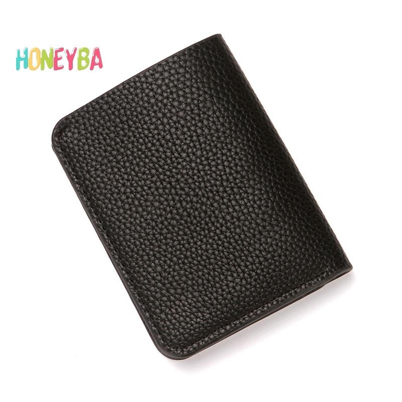 < Honeyba > Ví nam mềm thời trang bằng da họa tiết vải thiều Ví đựng tiền xu Hộp đựng thẻ lái xe