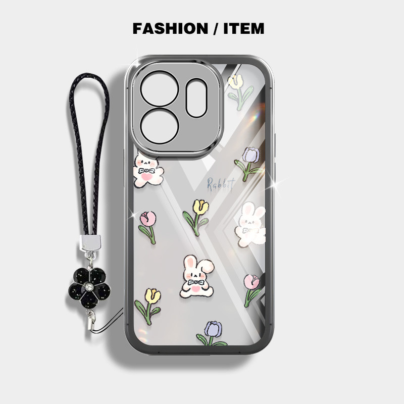 Ốp Điện Thoại YBD Cho Tecno Spark GO 2 POP 10 infinix Smart 10 Plus POP 10 Smart 9 HD X6532 Hot 50i X6531 X6531B X6532C Full Màn Hình Thỏ Nhỏ Hoa Macaron Trong Suốt