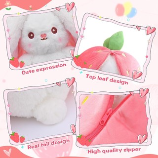 Thỏ Thú Nhồi Bông Có Thể Đảo Ngược Cuddle Bunny Nhồi Bông Thỏ Dâu Biến Hình Dây Kéo Sang Trọng Cà Rốt Biến Thành Tai Thỏ Sang Trọng Đồ Chơi Dễ Thương Nhồi Bông Bạn Gái Quà Tặng 1 cái