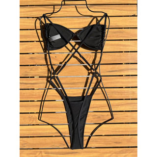 Đồ Bơi Nữ Màu Đen Sáng Dệt Cốc Nhỏ Dây Hai Mảnh Bikini Đồ Bơi