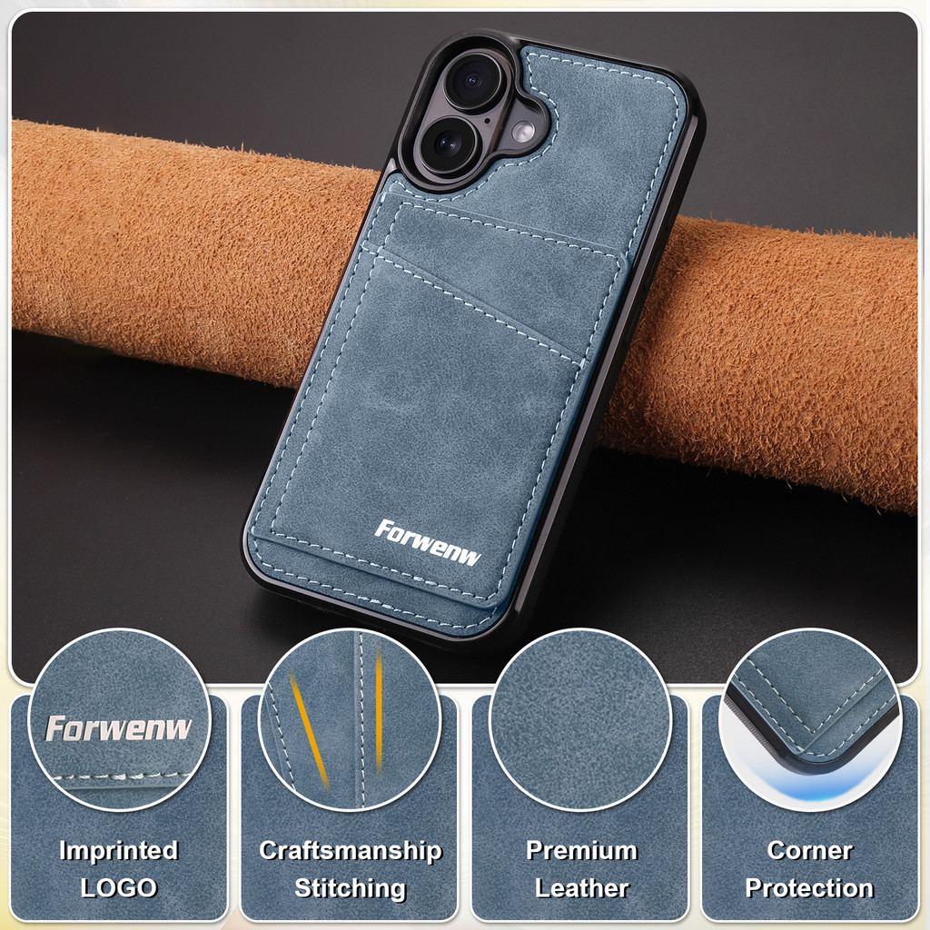 Dành Cho iPhone 16E 16 Pro Max 15 14 Plus 12 13 mini Retro Da PU Ốp Điện Thoại Có Khe Cắm Thẻ Bỏ Túi Ốp Lưng TPU Mềm Vỏ Điện Thoại Di Động