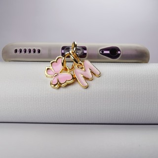 1 Sáng Tạo Màu Hồng Bướm Và Chữ Điện Thoại Di Động Cắm Bụi / Phong Cách Châu Âu 26 Chữ Cái Mặt Dây Chuyền Điện Thoại Di Động Treo Trang Trí