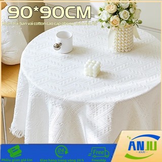 Khăn Trải Bàn Cotton Cao Cấp 90*90cm, Dệt 3D, Dày Dặn Phong Cách Hiện Đại và Bắc Âu