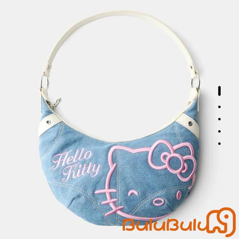 Thời Trang Nữ Nhẹ Nách Túi Mèo Thêu Denim Túi Xách Túi Đeo Vai