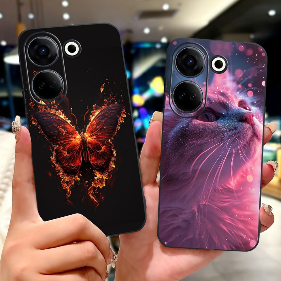 Ốp Lưng Tecno Camon 20 CK6 CK6n 20Pro CK7n Hoa Bướm Thời Trang Mèo Dễ Thương Tình Yêu Mềm Ốp Lưng Tecno Camon 20 Pro 4G Ốp Điện Thoại Silicon