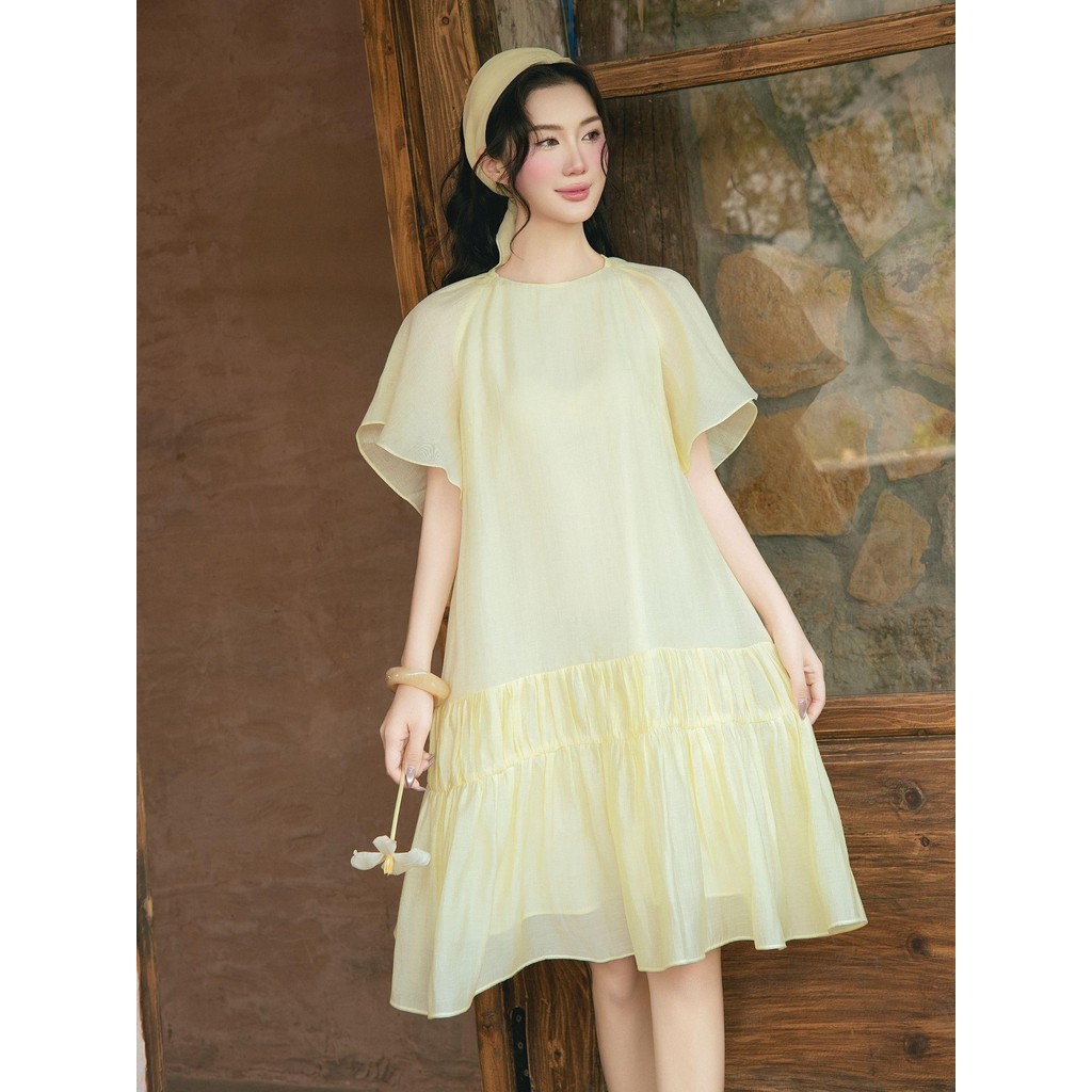 Ảnh JOVEN Đầm Nữ Tessa Suông Tay Cánh Tiên Tùng Nhún 2 Tầng 3