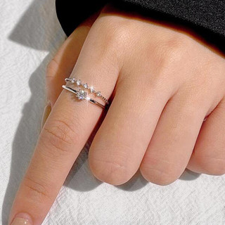 Bộ 2 Món S925 Bạc Zircon Nhẫn Trang Sức Thời Trang Đơn Giản Quà Tặng Nữ