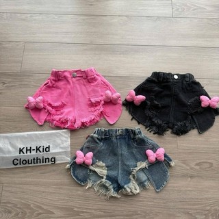 Q23M2-[tomnaukid] Quần Short bò gắn nơ cho bé  gái size từ 10-34Kg