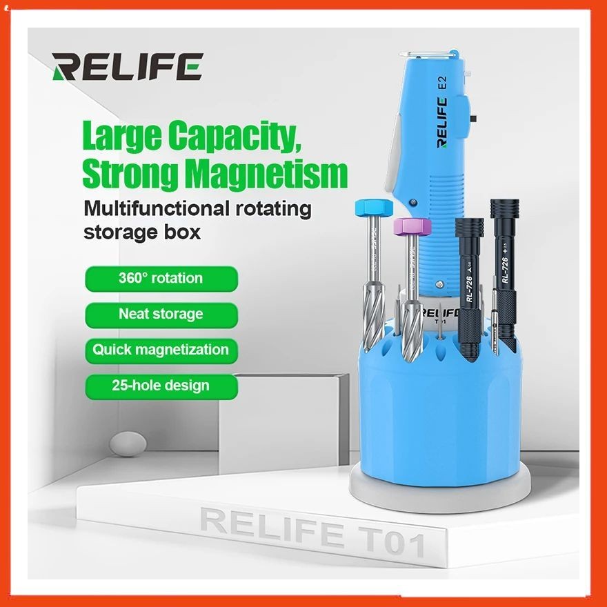 Bộ tô vít điện cầm tay RELIFE E2 kèm 9 mũi vít - Dùng tháo, siết ốc điện thoại đều lực, hạn chế toét đầu ốc