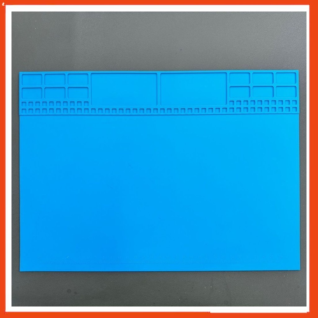 Thảm lót sửa chữa điện thoại 350x250x2mm chịu nhiệt, có hút ốc, dùng kê máy, để ốc vít khi tháo lắp, hàn khò