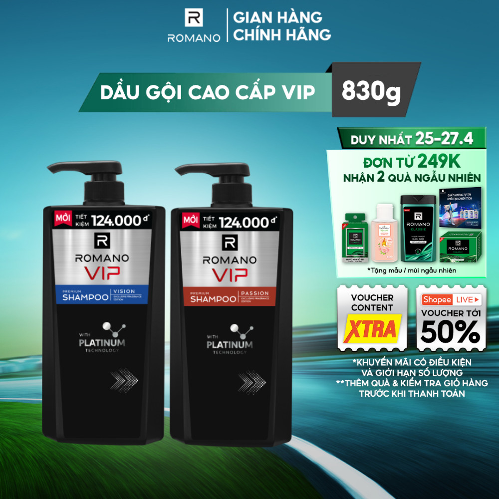 [Dung Tích Lớn] Dầu gội nam Cao Cấp Romano VIP Passion / Vision mùi ...
