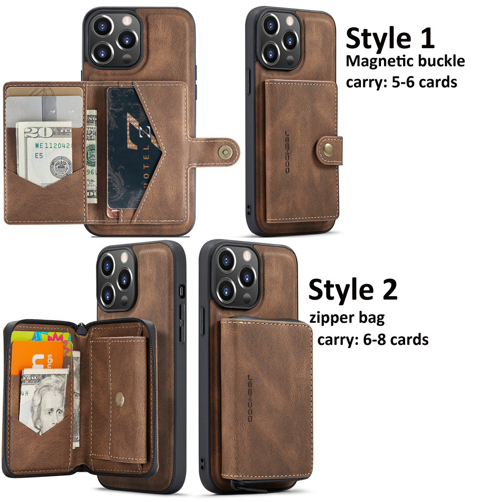 Ốp Da Ví Từ Tính Có Thể Tháo Rời Cho iPhone 17 16 11 12 13 14 15 Pro Max mini XS XR 7 8 SE Túi Đựng Tiền Xu Thẻ Para