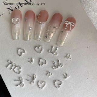 [savemoneyeveryday] 10 Chiếc Hợp Kim Nơ Tình Yêu Móng Tay Nghệ Thuật Quyến Rũ Trang Trí 3D Kim Loại Sang Trọng Nơ Bạc Hình Trang Sức DIY Thiết Kế Làm Móng Tay Đồ Dùng [vn]