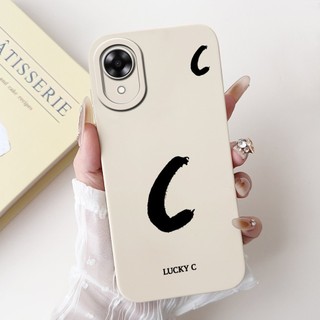Dành Cho OPPO A17K CPH2471 Vỏ Đáng Yêu Đen Trắng Chữ Cái Silicon Mềm TPU Mờ Dành Cho OPPO A17K 4G A 17K Vỏ Điện Thoại