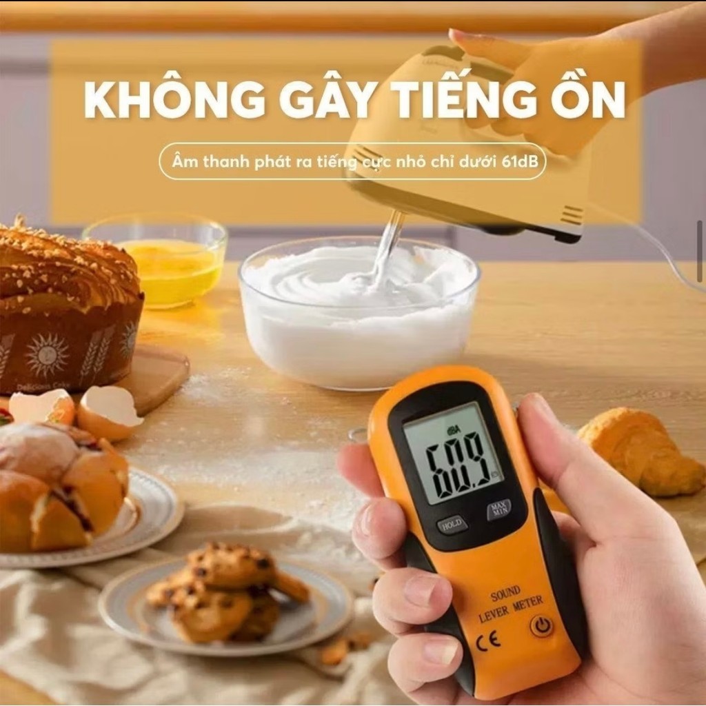 Máy Đánh Trứng - Máy Đánh Trứng Cầm Tay - Trộn Bột - Trộn Kem, Sữa, Cafe - Công Suất Cao, Nhuyễn Đều