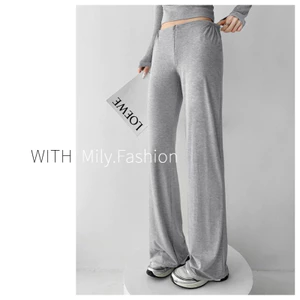 Milyfashion Thoải Mái Gợi Cảm Thấp Eo Drape Mềm Mại Sáp Thẳng Sàn Lau Quần Slim-Fit Nhà Quần Tập Yoga Thường Ngày Nữ