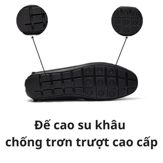 Giày da bò nam Epsom vân hạt dáng lười FTT Leather đế cao su khâu F109140