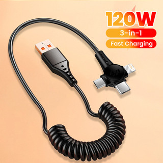 Cáp lò xo USB Elough 3in1 cho điện thoại di động Dây cáp sạc Micro USB Type C