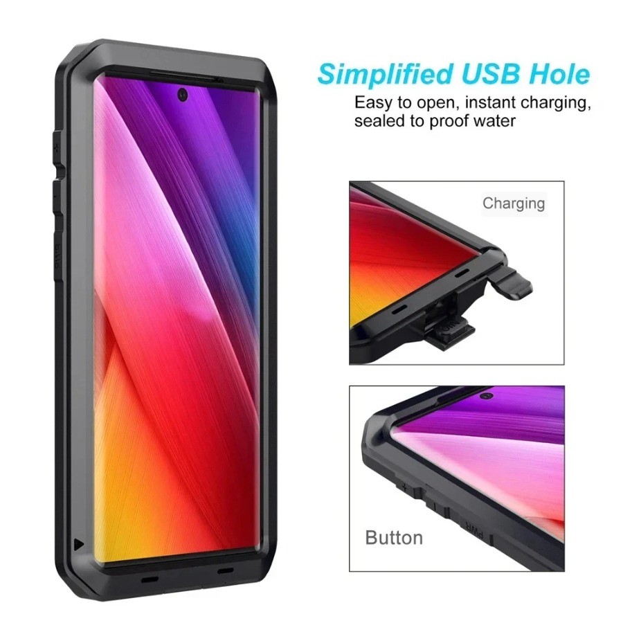 Dành Cho Samsung Galaxy S26 S25 S24 S23 S22 S21 Ultra S10 S20 Plus Sang Trọng Giáp Kim Loại Chịu Lực Bảo Vệ Ốp Lưng Chống Sốc