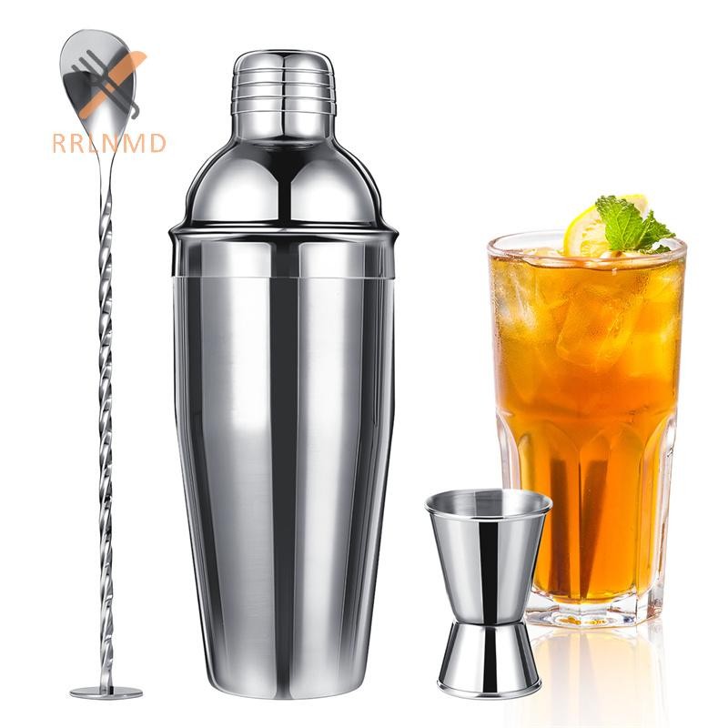 Rrlnmd 24 Oz 750ml Cocktail Bar Bộ bình lắc đồ uống Mari có bộ lọc, Bộ pha chế đồ uống bằng thép không gỉ Máy trộn đồ uống Cocktail với Jigger, Thìa trộn, Phụ kiện thanh dành cho người mới bắt đầu NE
