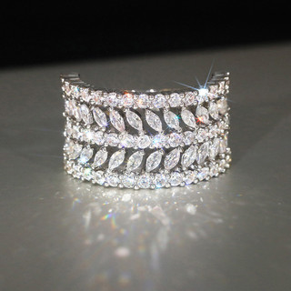 Nhẫn Zircon Lá Bạc S925 Trang Sức Thời Trang Đơn Giản Quà Tặng Nữ