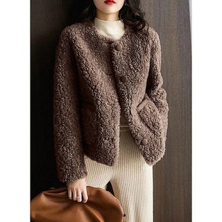 Mùa Thu Đông Phong Cách Mới Bên Ngoài Mặc Chống Gió Ấm Áp Xiaoxiang Dạng Hạt Lông Cừu Áo Khoác Ngắn Lông Một Cừu Len Áo
