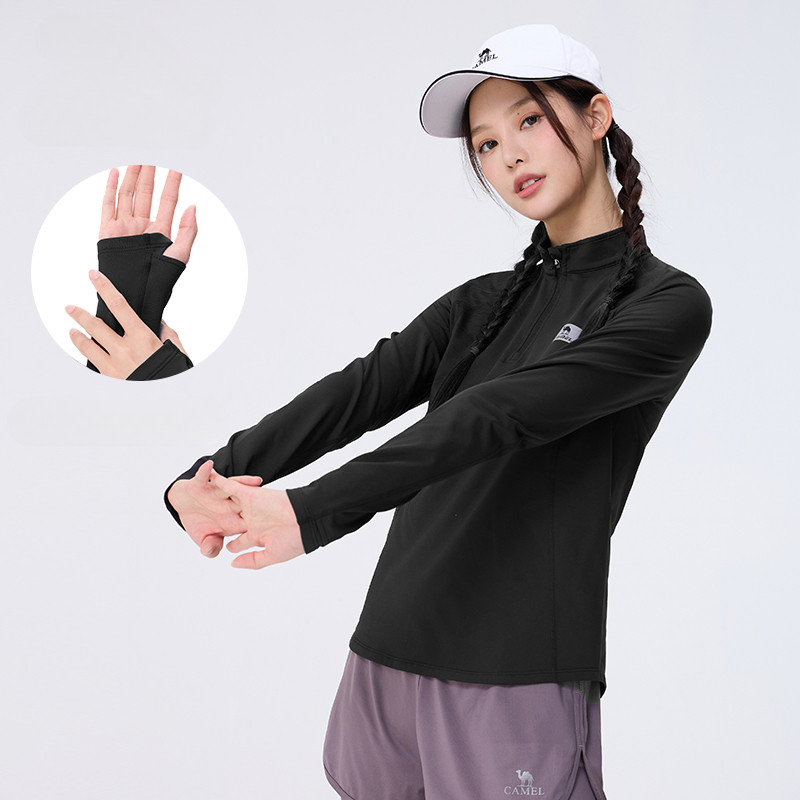 Ảnh Áo thun dài tay CAMEL CROWN Yoga Áo nỉ nam nữ ấm áp Slim Fit thể thao hàng đầu 3